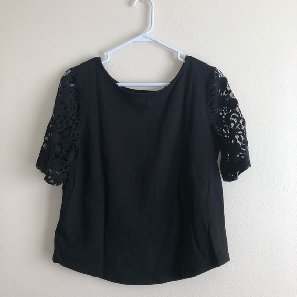 LOFT Tops - Black LOFT Casual Top/Sweatshirt with Lace Sleeves